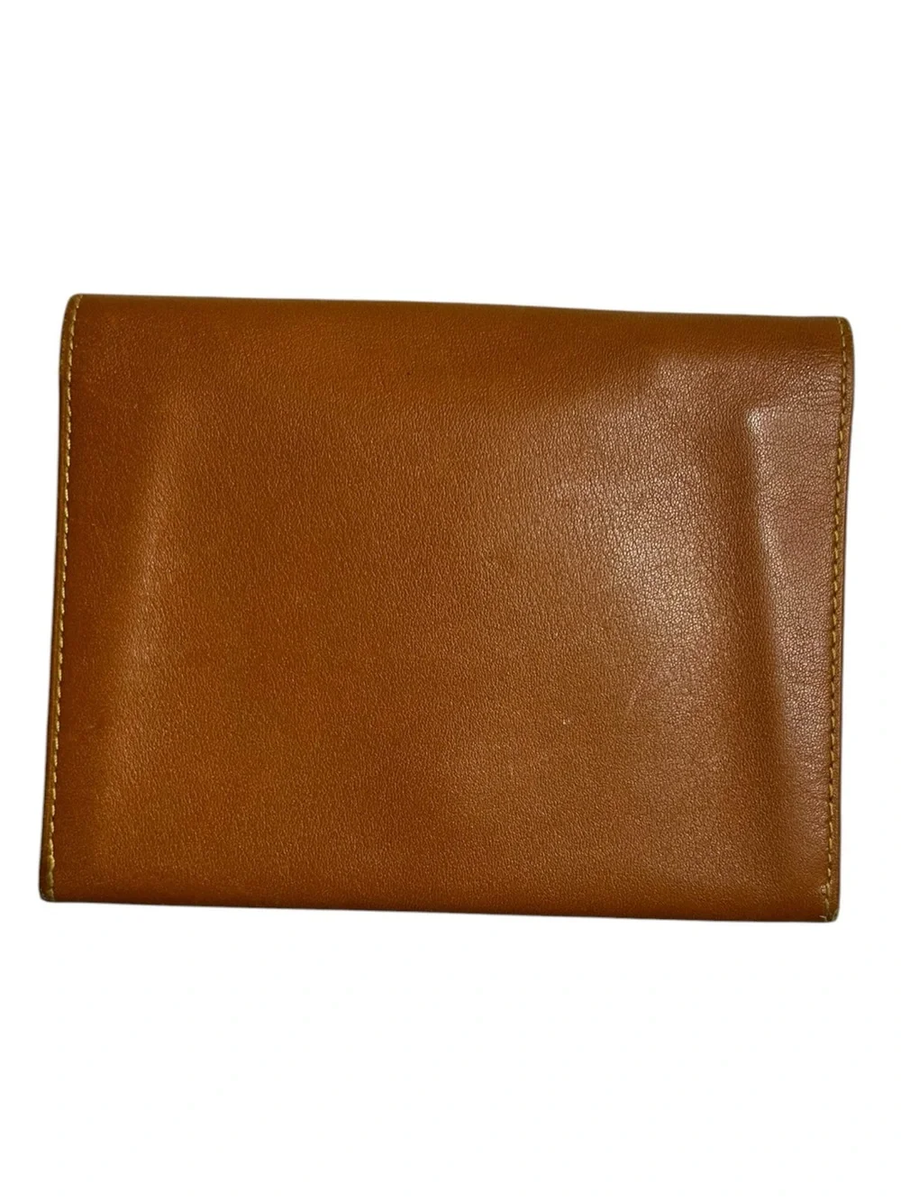 LOEWE Vintage Tan Leather Gold Corner Flap Wallet Coin Purse